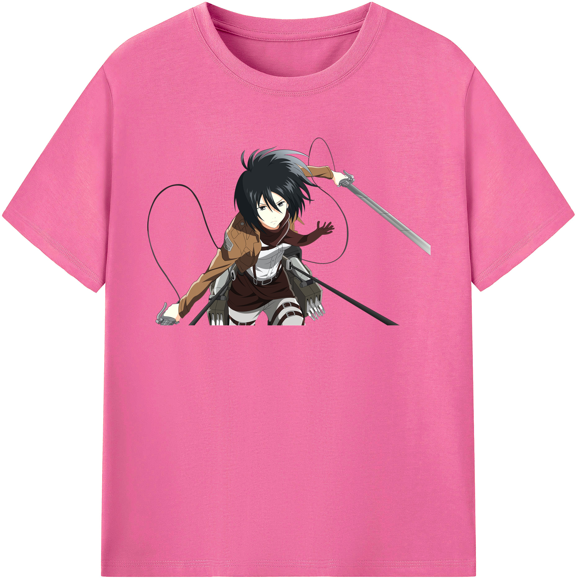 （画像用） 進撃の巨人 ミカサ·アッカーマン Attack on Titan Mikasa Ackerman レディースカジュアルプリントTシャツ（綿100％）